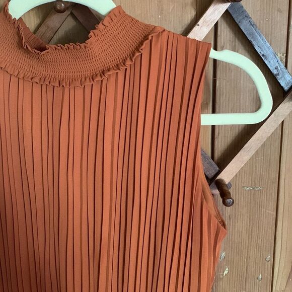 Nanette Lepore pleated accordion mock turtleneck sleeveless midi dress - Picture 8 of 9